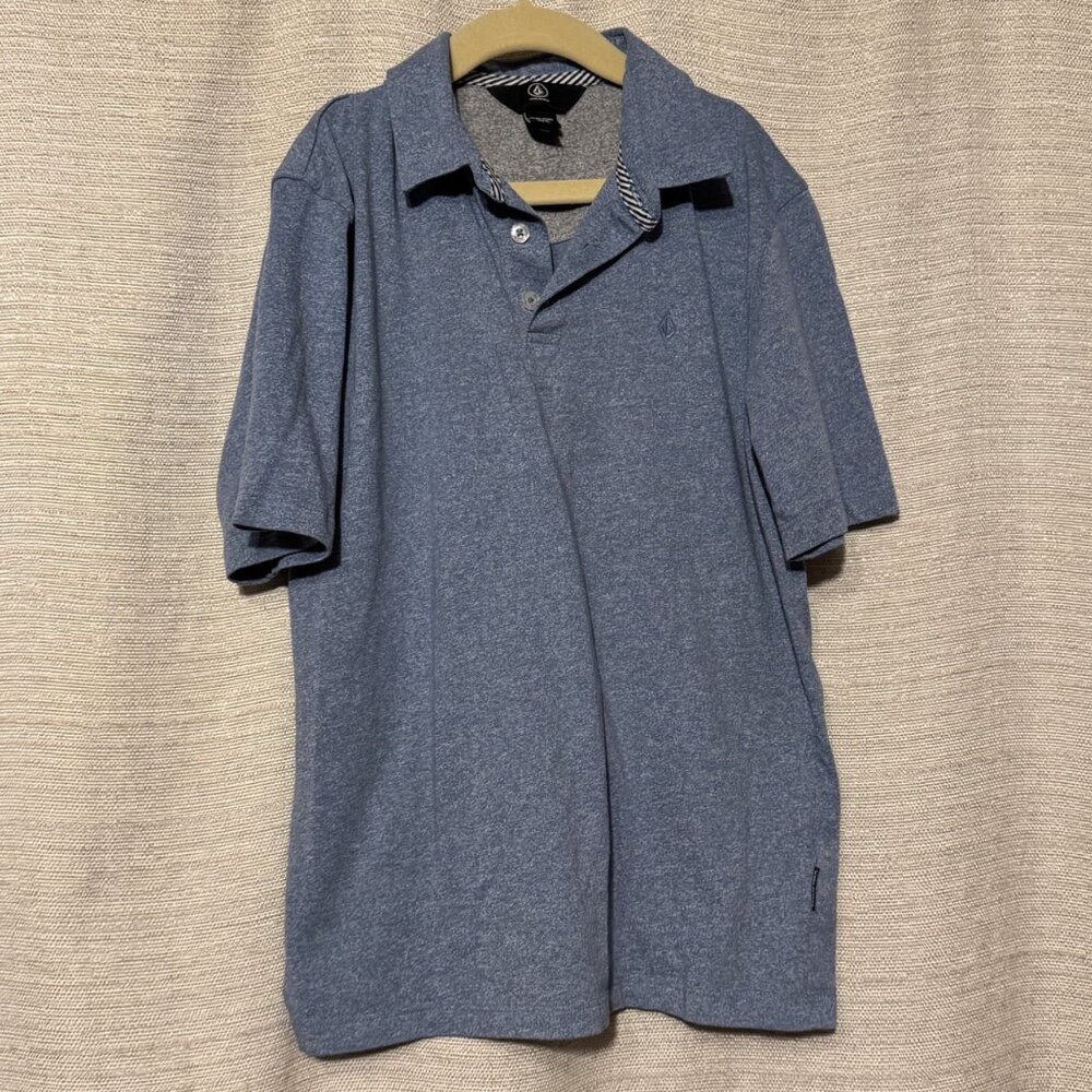 Volcom Boys Kid's Polo Short Sleeve T-Shirt, Light Heather Blue, Size M / 10Y